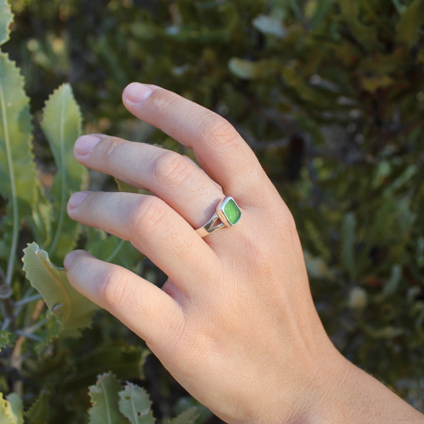 Green Sea Glass - Size R 1/2
